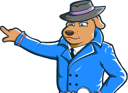 Animated detective dog pointing