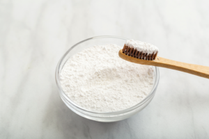 a toothbrush with powder on it